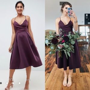 ASOS DESIGN Scuba Cami Midi Dress in Aubergine